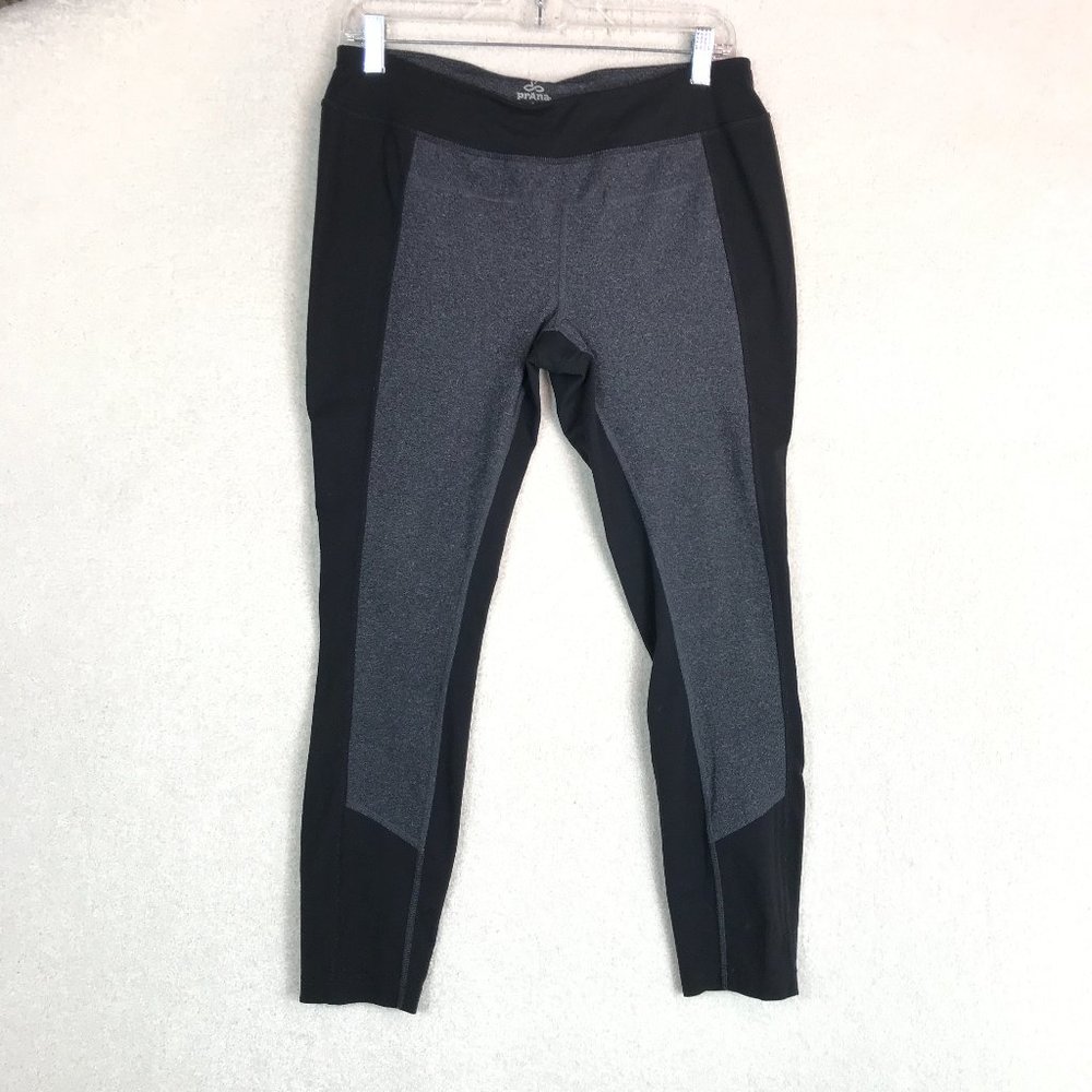 PrAna Gabi Athletic Workout Leggings Womens Large Black Gray Yoga Athleisure
